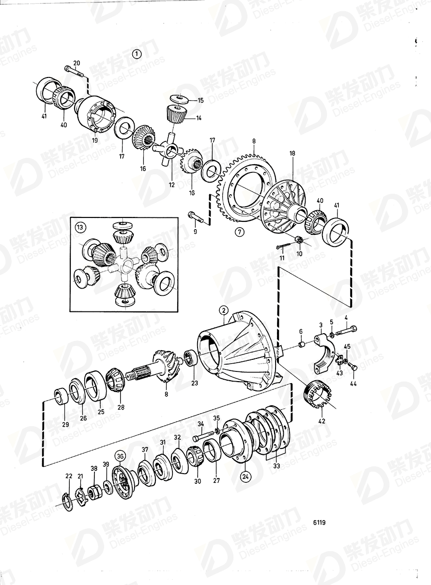 VOLVO Gear set, crown wheel with pinion 1522477 Drawing